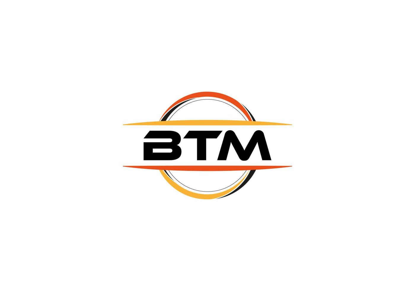 btm letra realeza elipse forma logo. btm cepillo Arte logo. btm logo para un compañía, negocio, y comercial usar. vector