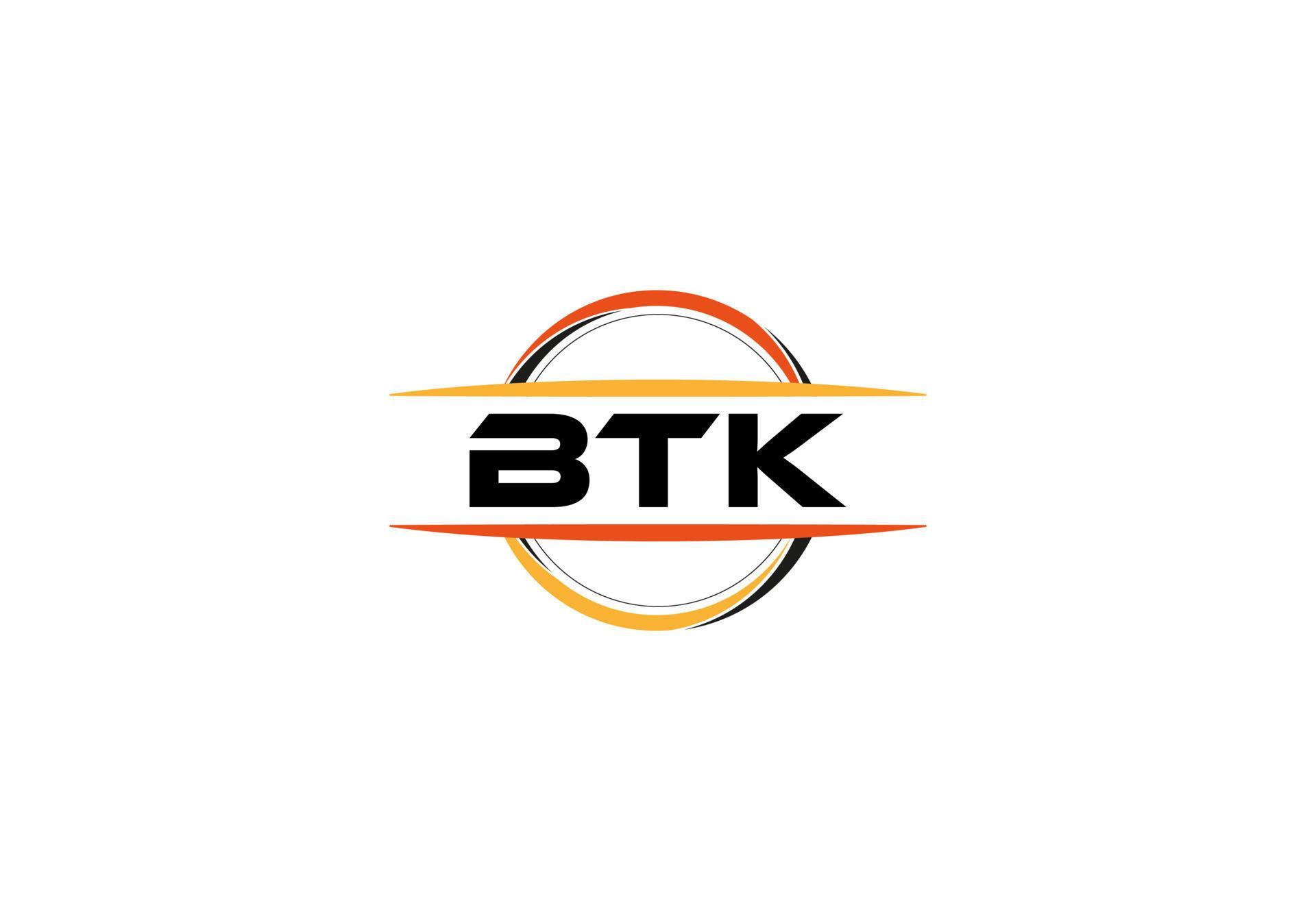 BTK letter royalty ellipse shape logo. BTK brush art logo. BTK logo for(03)