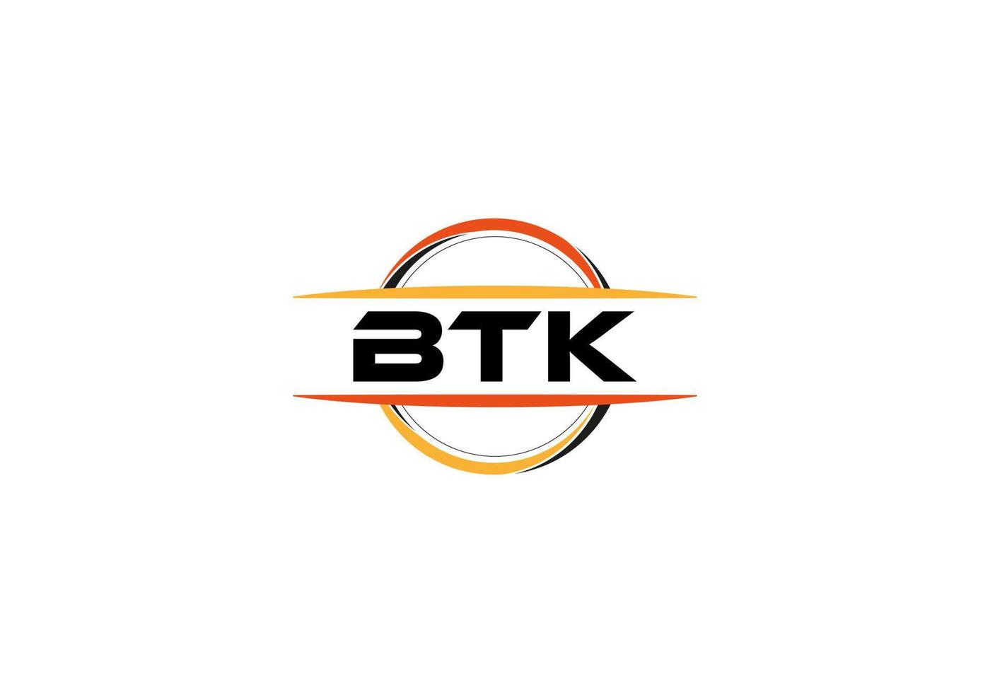 BTK letter royalty ellipse shape logo. BTK brush art logo. BTK logo for a company, business, and commercial use. vector