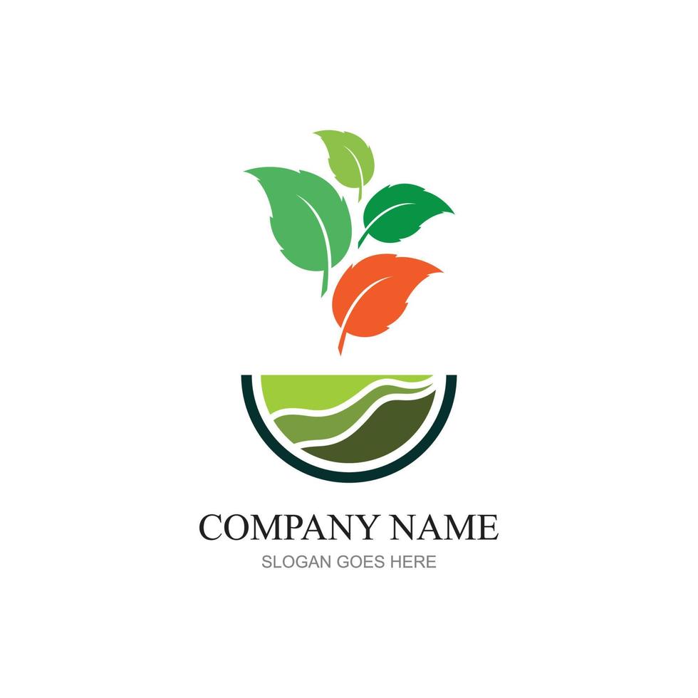 green plant farm vector logo concept