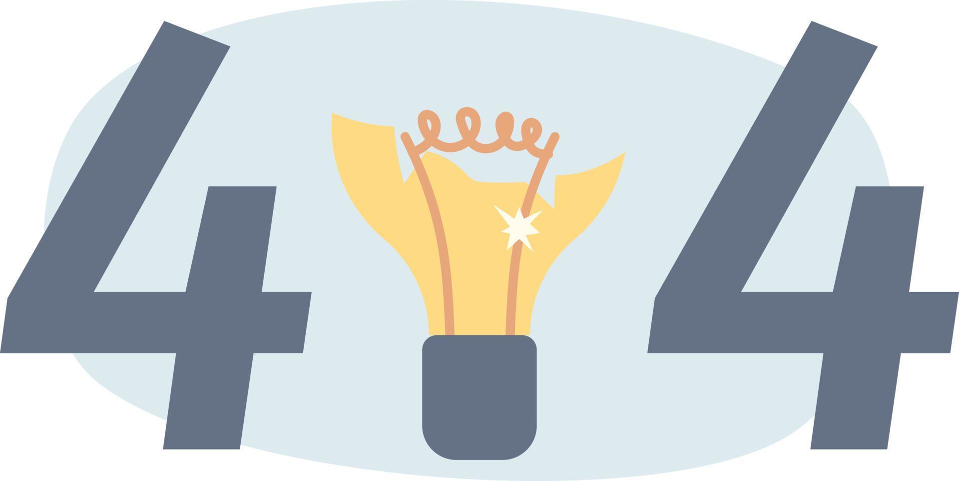 Light bulb failure vector empty state illustration. Editable 404 not found page for UX, UI design. Electrical problem flat concept on cartoon background. Colorful website error flash message