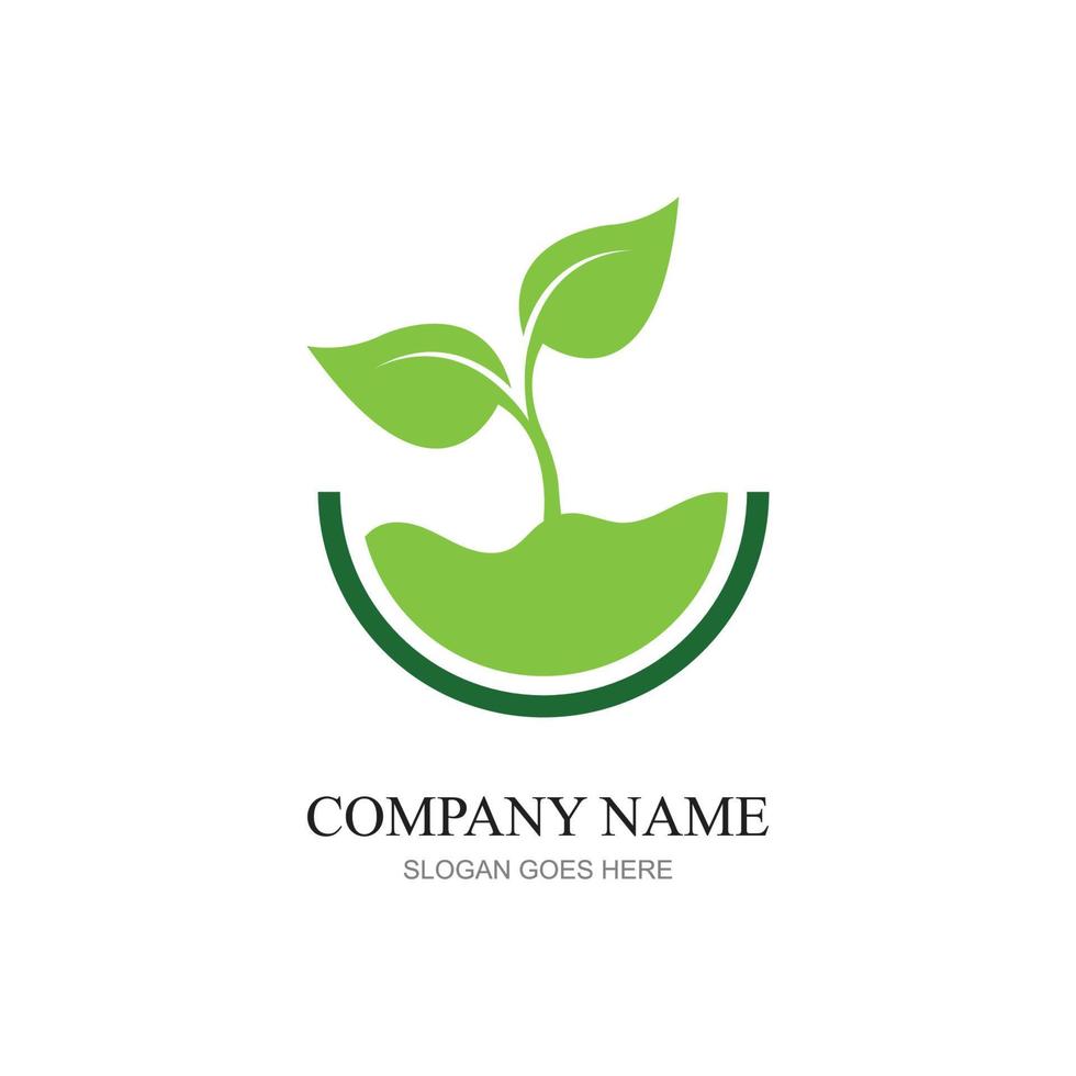 concepto de logotipo de vector de granja de planta verde