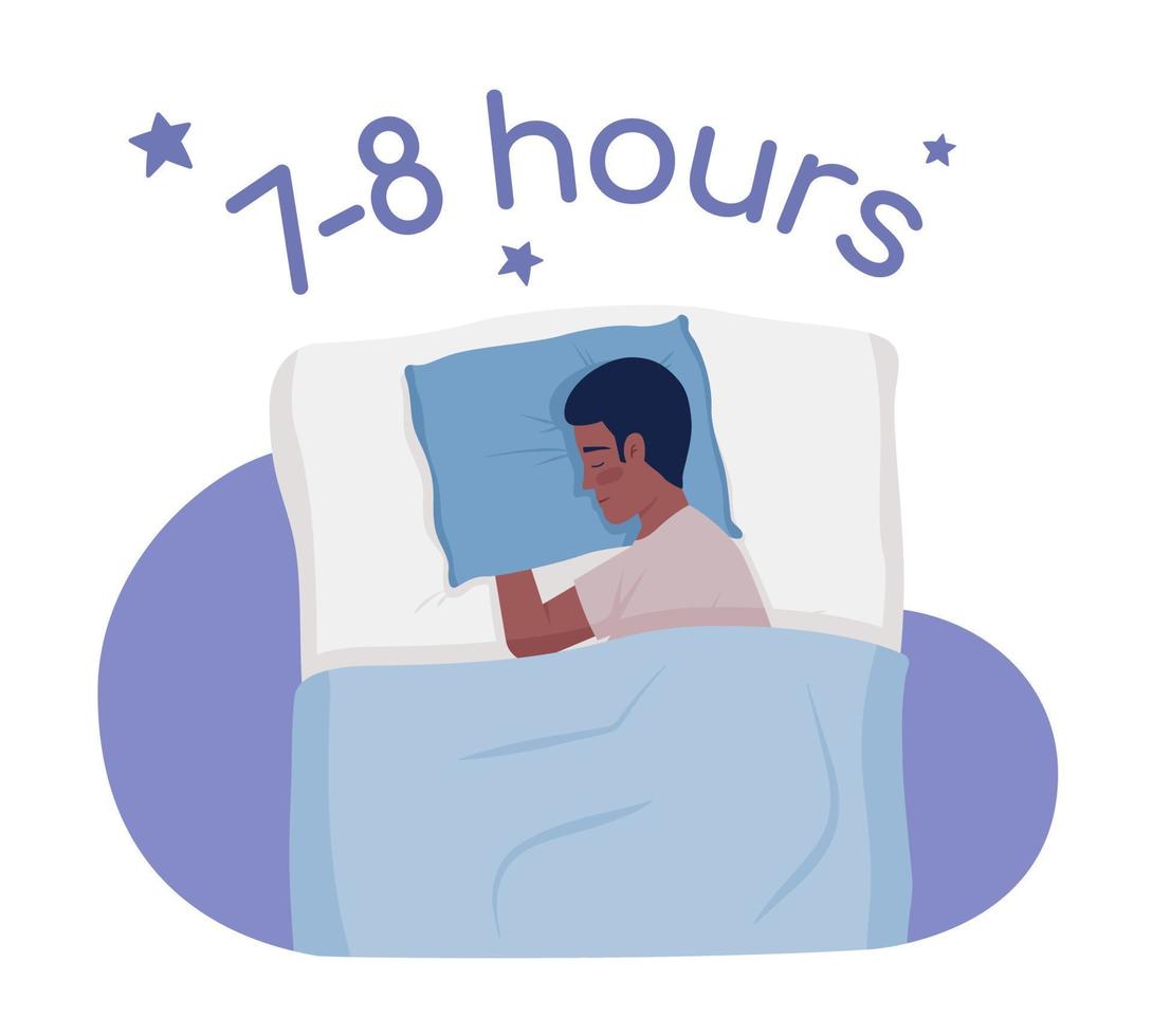 Good-quality sleep 2D vector isolated illustration. Man embracing soft pillow flat character on cartoon background. Colorful editable scene for mobile, website, presentation