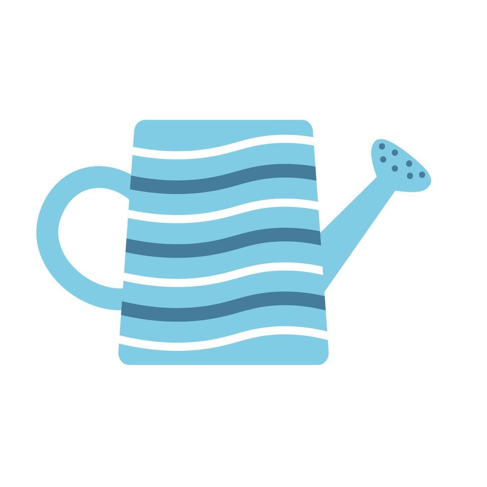 Vector wave-patterned watering can. Cute watering pot clipart.