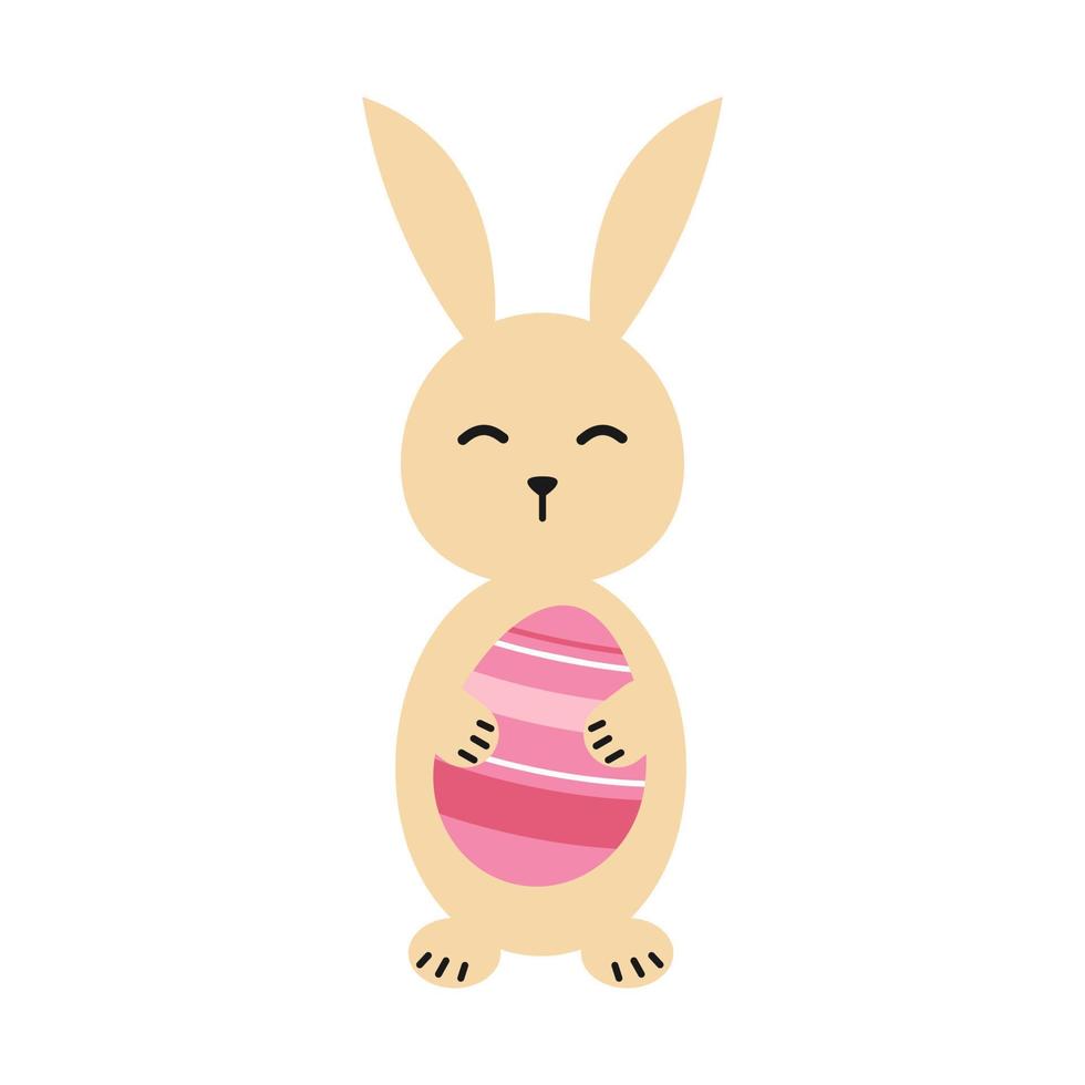 Vector cute rabbit holding egg. Easter clipart.