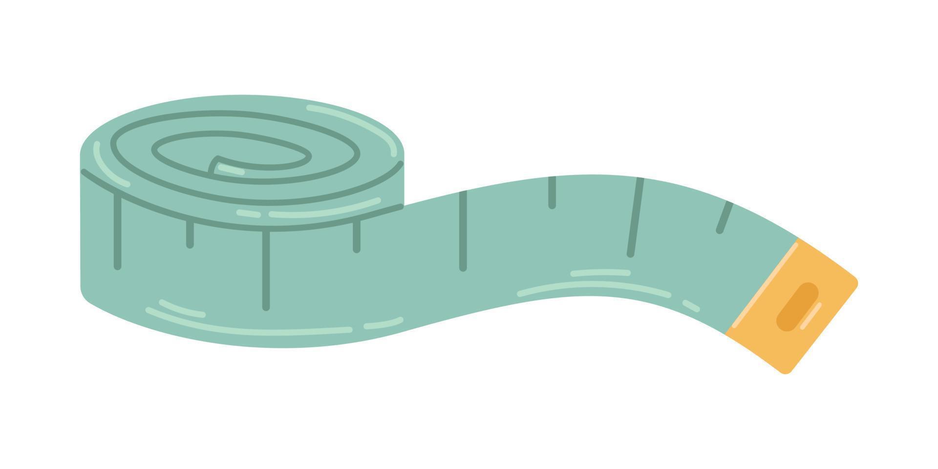 Vector green measuring tape for taking measurements. Measuring tool in flat design.