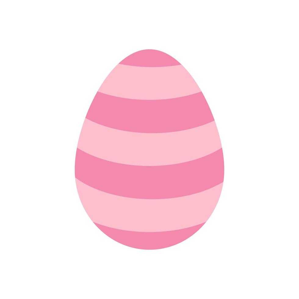 Vector cute easter pink striped egg. Colorful clipart.