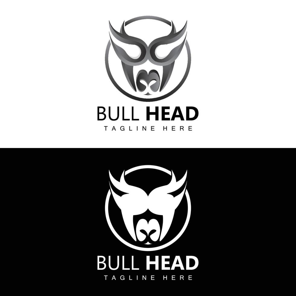 Bull Head Logo, Farm Animal Vector, Livestock Illustration, Company Brand Icon vector