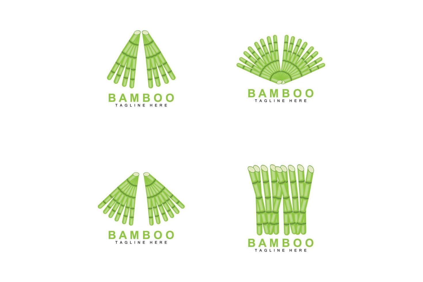 diseño de logotipo de bambú, vector de árbol verde, comida de panda, ilustración de plantilla de marca de producto