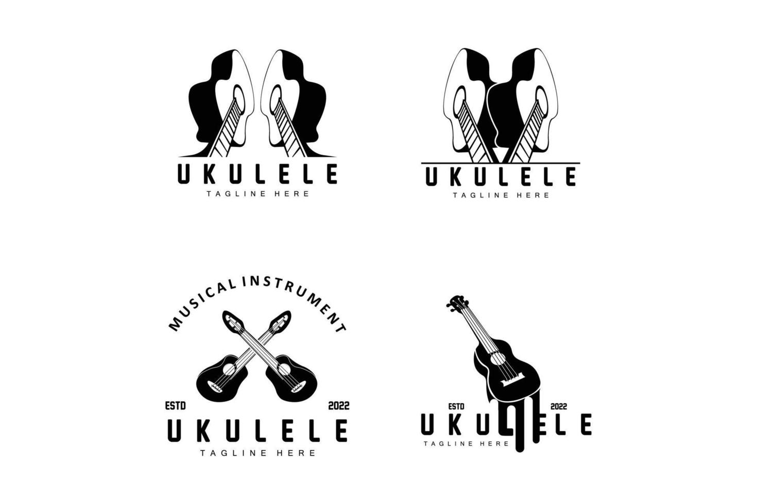 diseño de logotipo de música de ukelele minimalista, vector de guitarra de ukelele. diseño de logotipo de ukelele