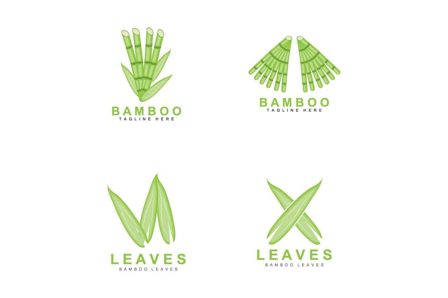 diseño de logotipo de bambú, vector de árbol verde, comida de panda, ilustración de plantilla de marca de producto