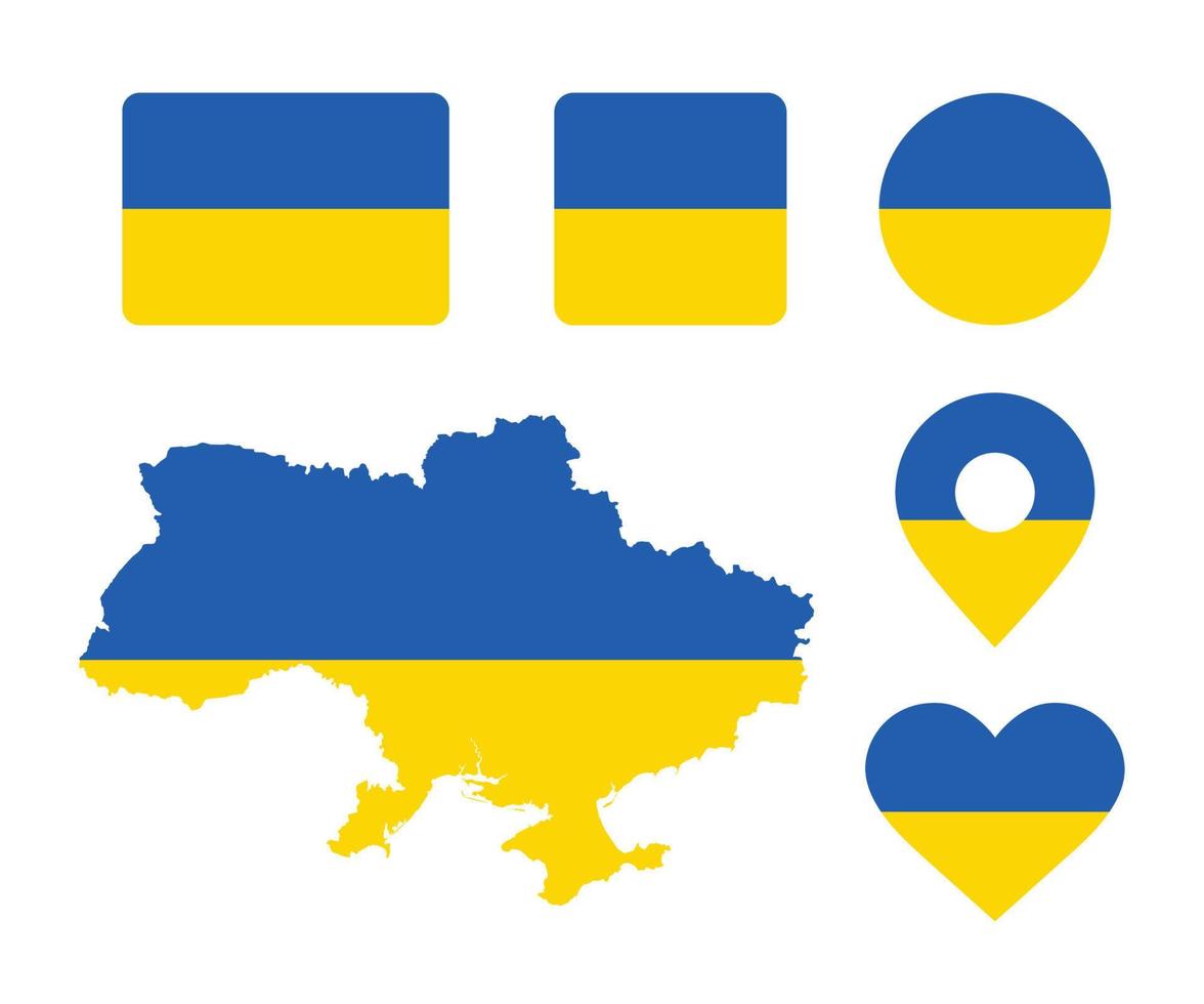 Vector image of the Ukrainian flag. Ukraine map flag vector icon