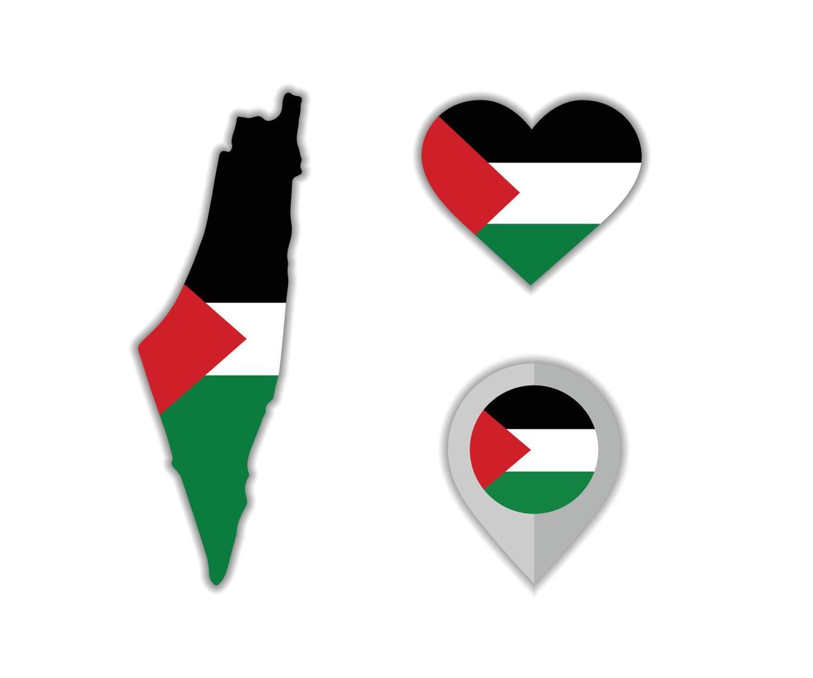 Vector image of the Palestine flag. Palestine map flag vector icon