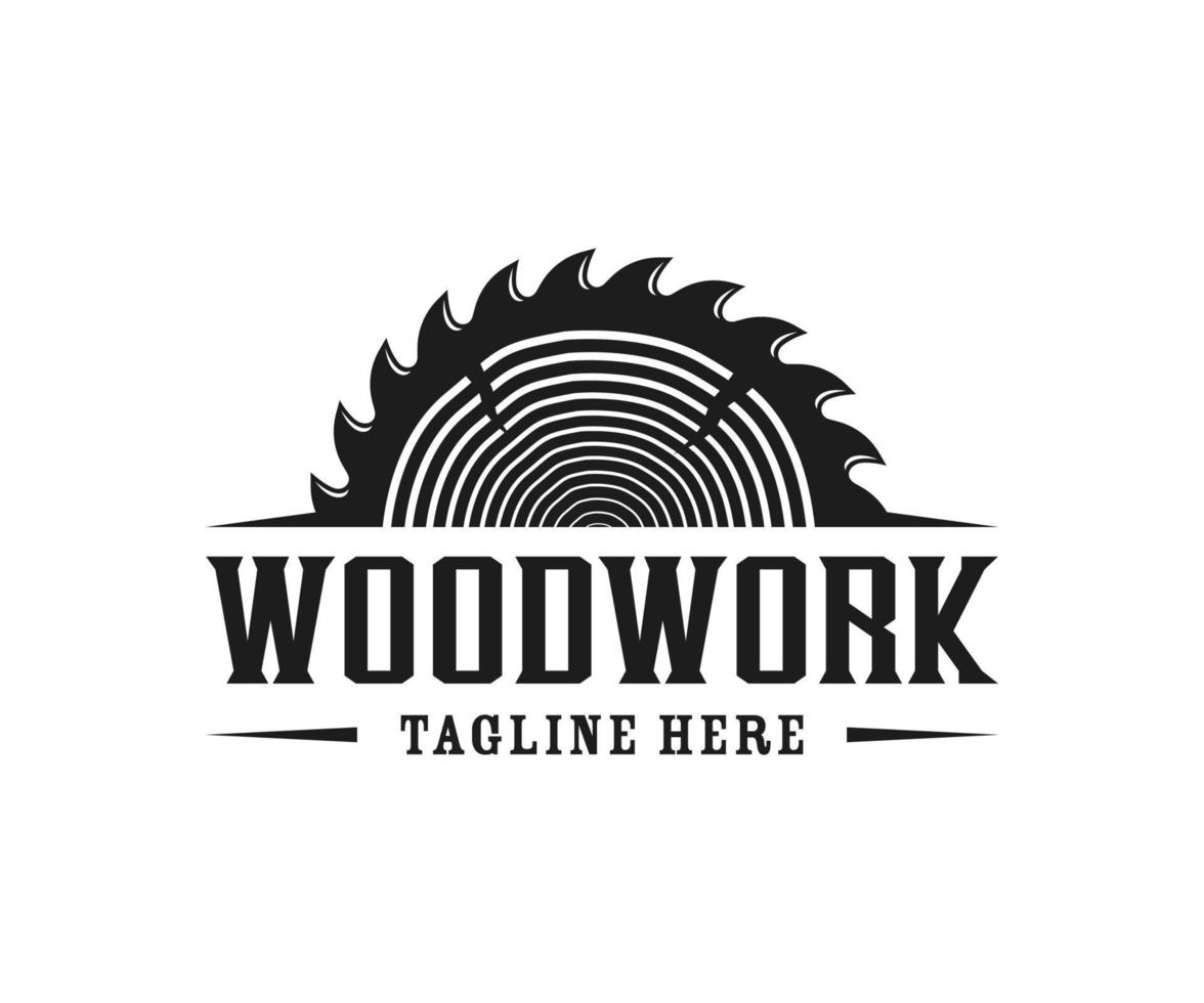 Woodwork, Sawmill, and Carpentry Retro Vintage Logo Design vector