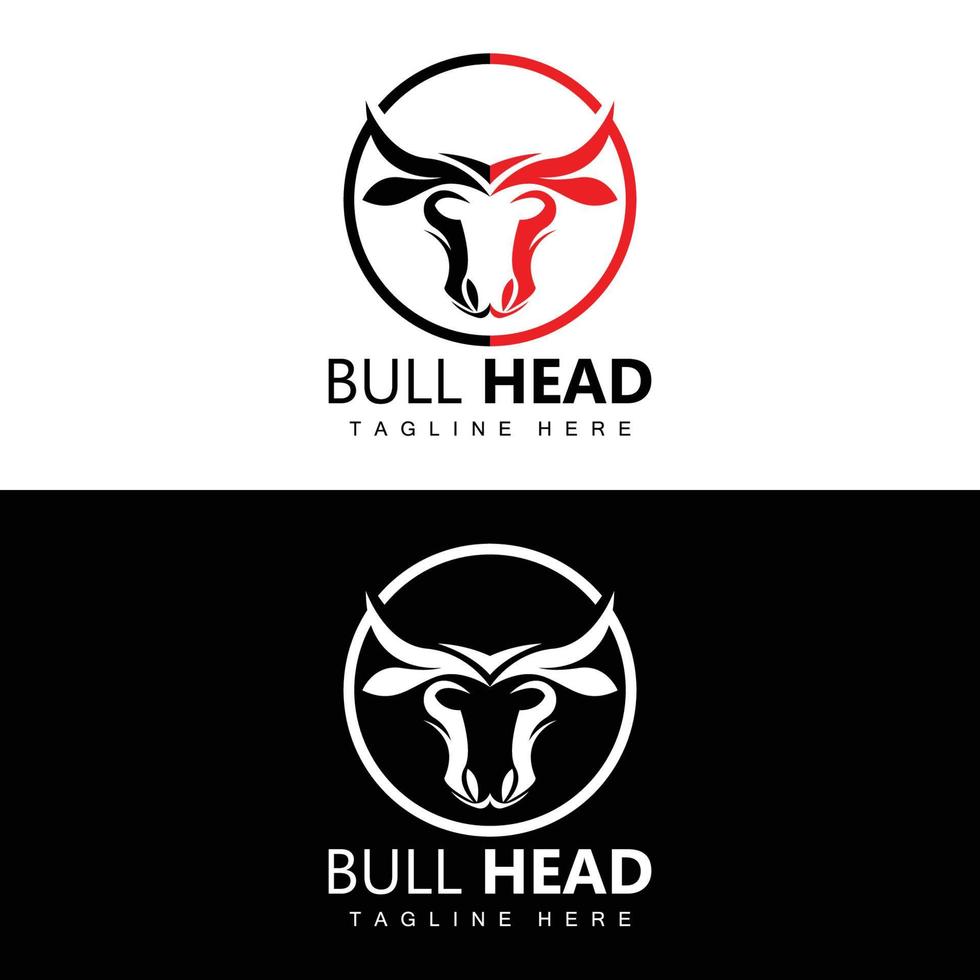 Bull Head Logo, Farm Animal Vector, Livestock Illustration, Company Brand Icon vector