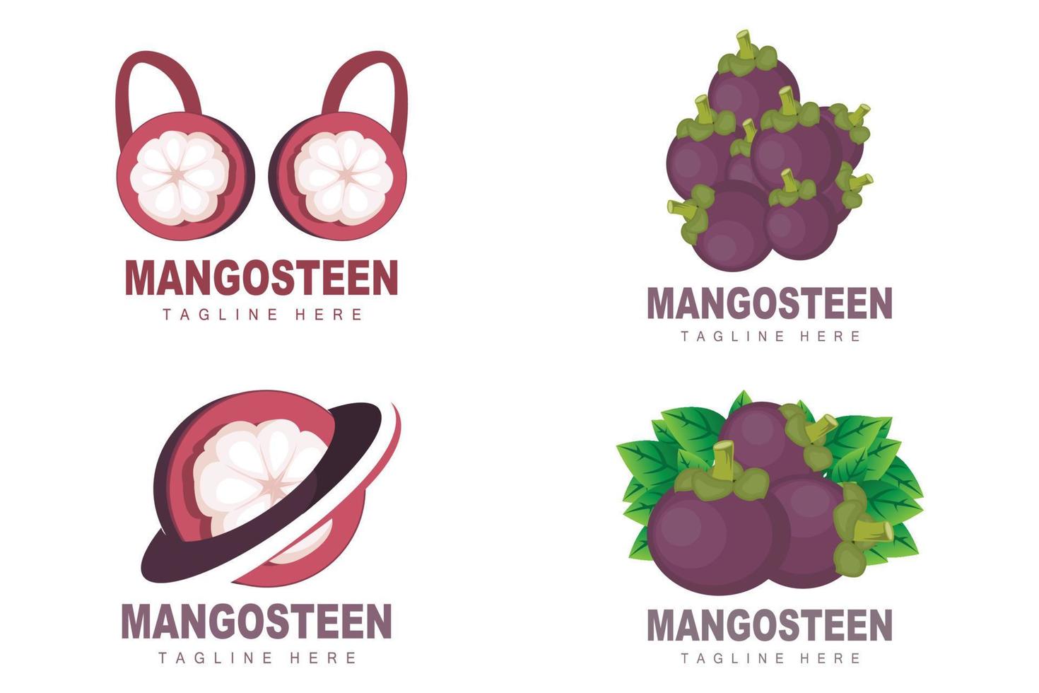 Mangosteen Logo Design, Fresh Fruit Vector for Skin Health, Fruit Shop Brand Illustration And Natural Skin Medicine