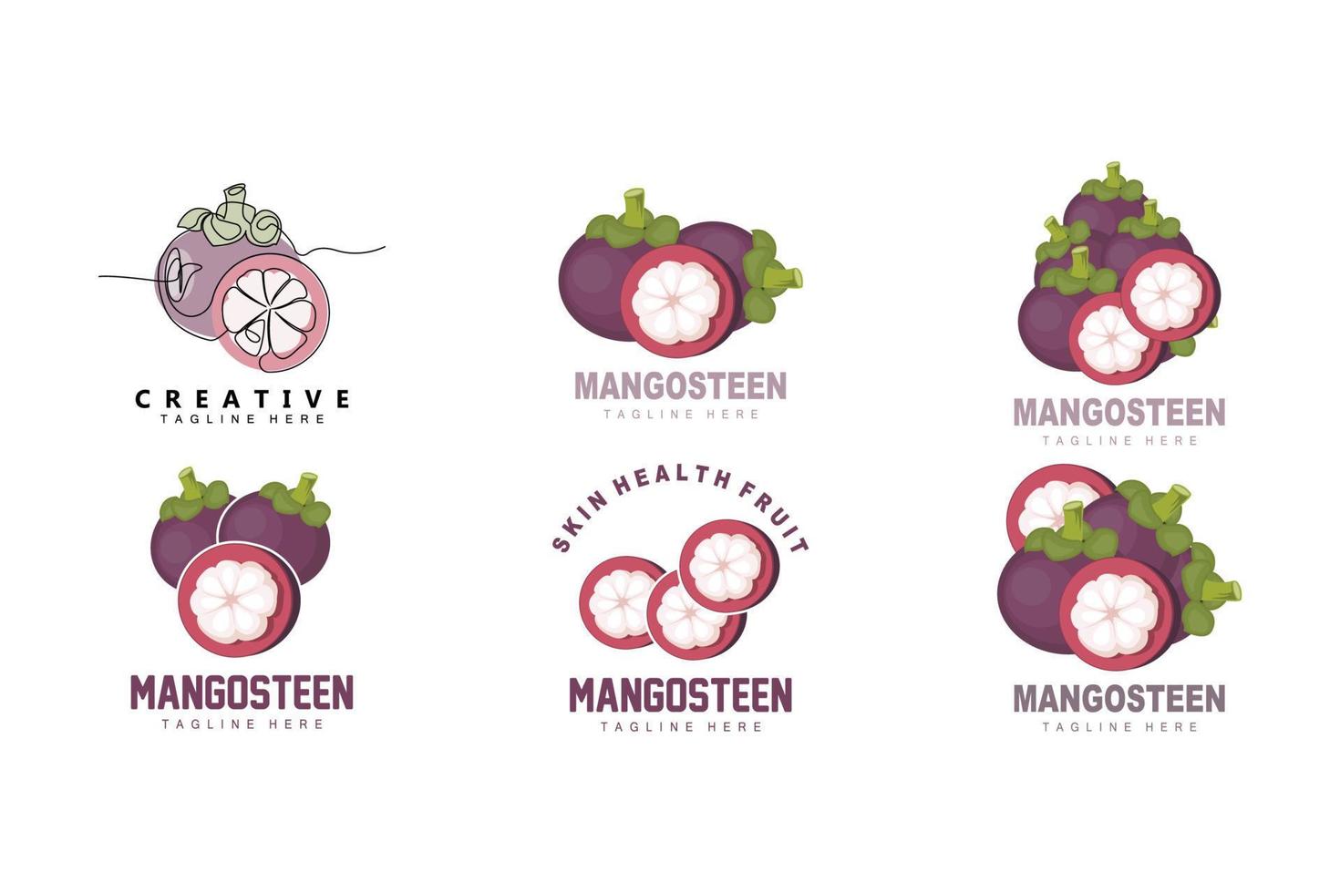 Mangosteen Logo Design, Fresh Fruit Vector for Skin Health, Fruit Shop Brand Illustration And Natural Skin Medicine