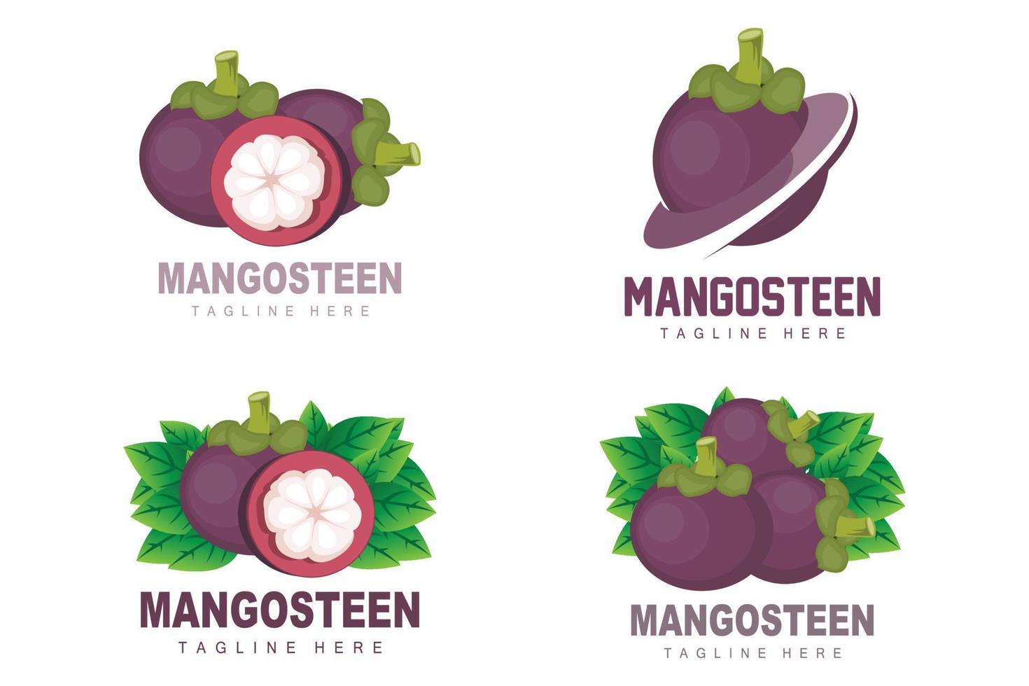 Mangosteen Logo Design, Fresh Fruit Vector for Skin Health, Fruit Shop Brand Illustration And Natural Skin Medicine