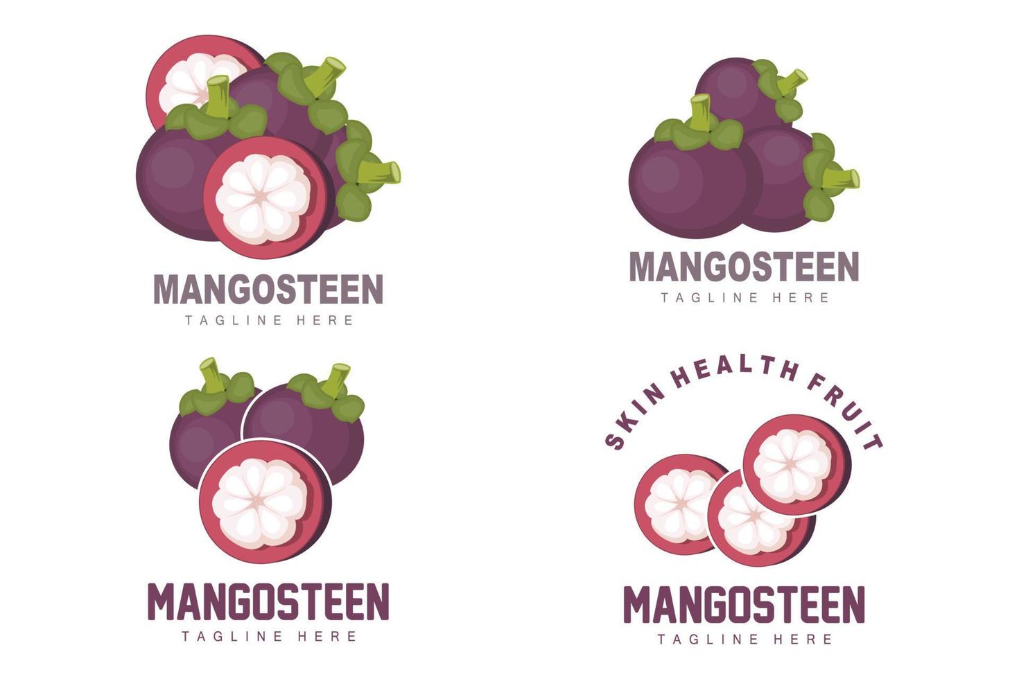 diseño del logotipo de mangostán, vector de fruta fresca para la salud de la piel, ilustración de la marca de la tienda de frutas y medicina natural de la piel