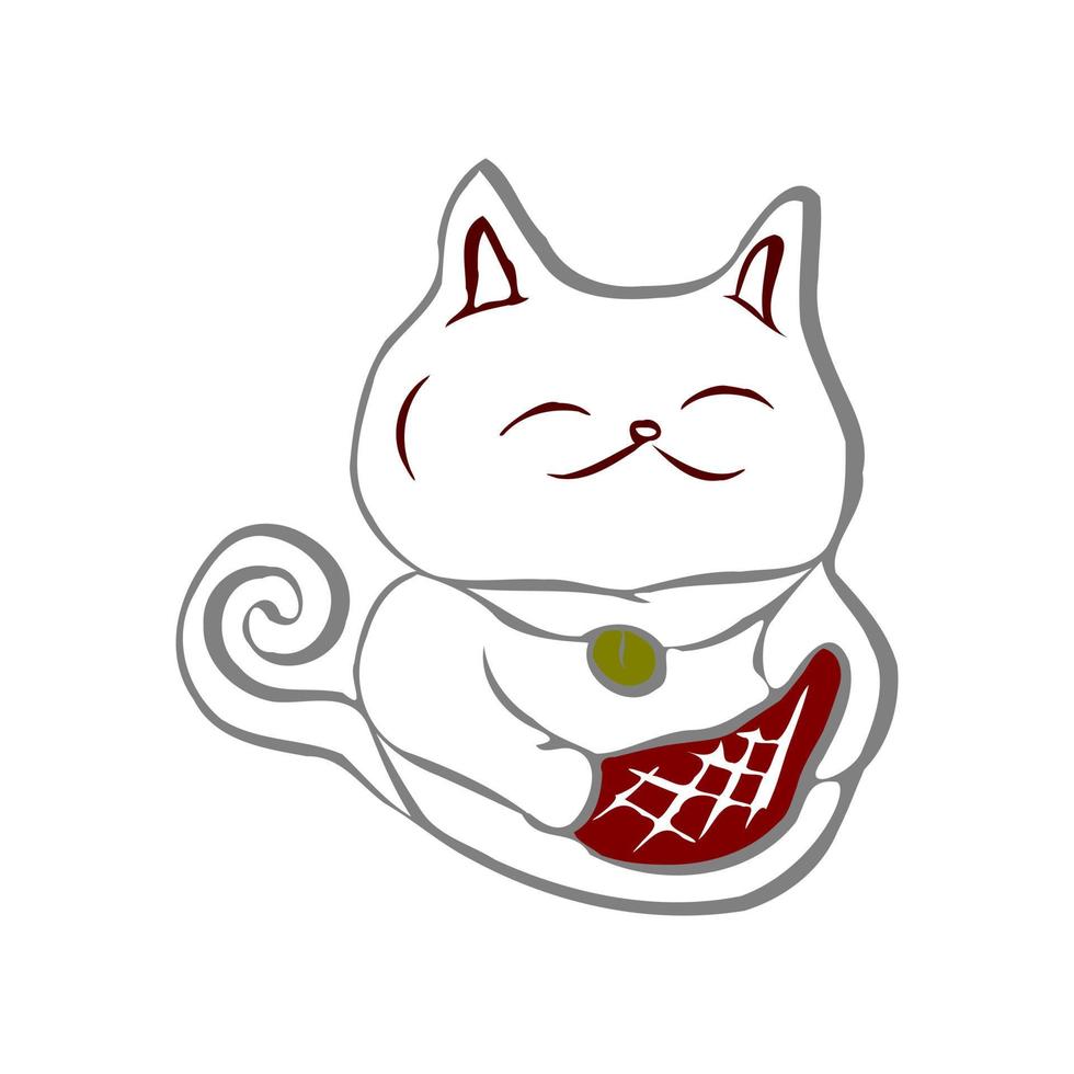 White cat holding meat vector illustration