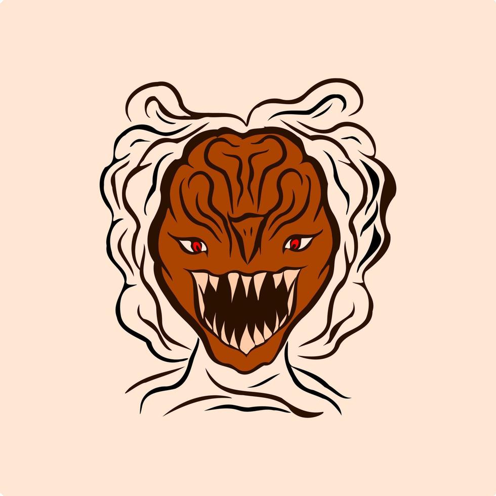 Creepy monster face halloween day vector