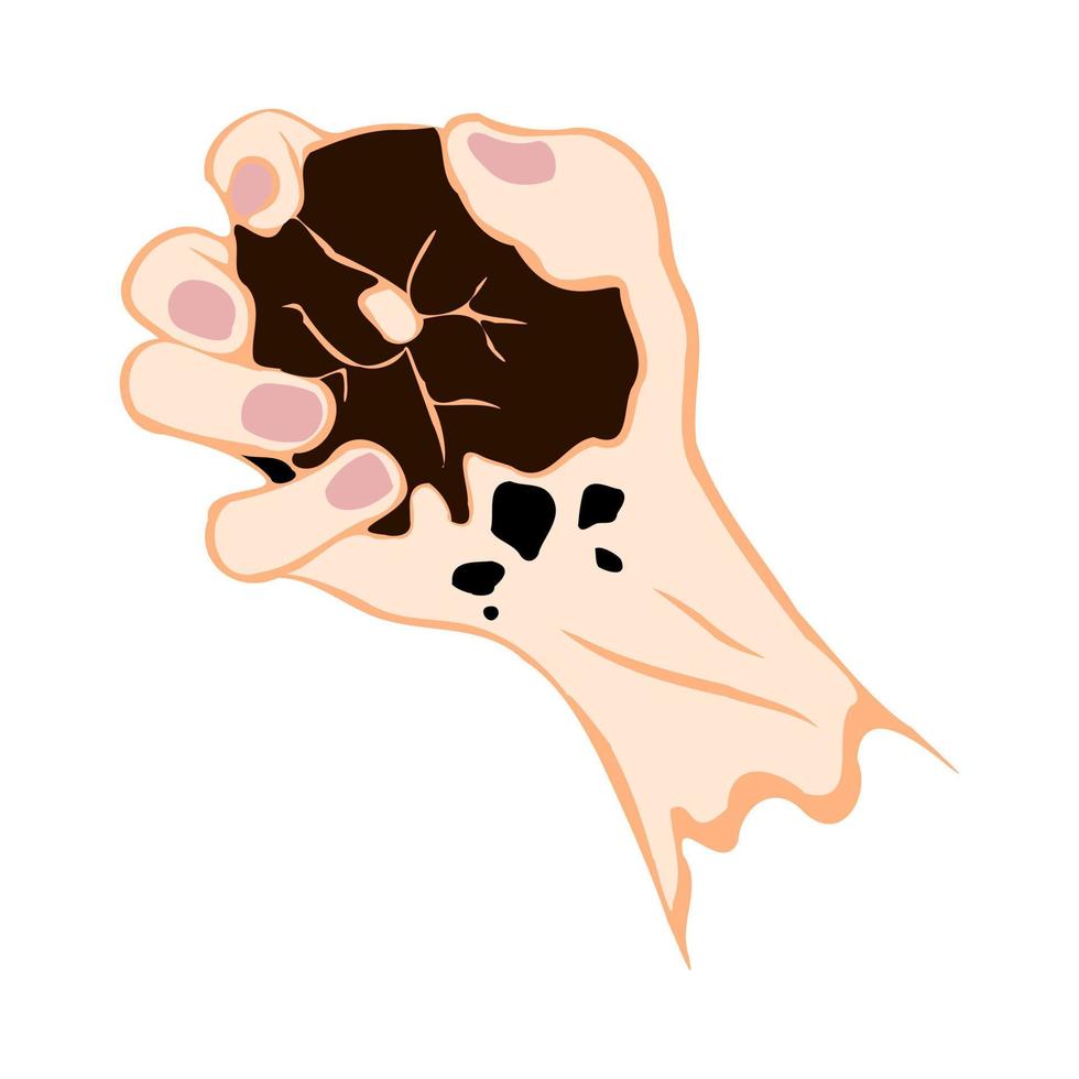 Hand crush something vector on the white background