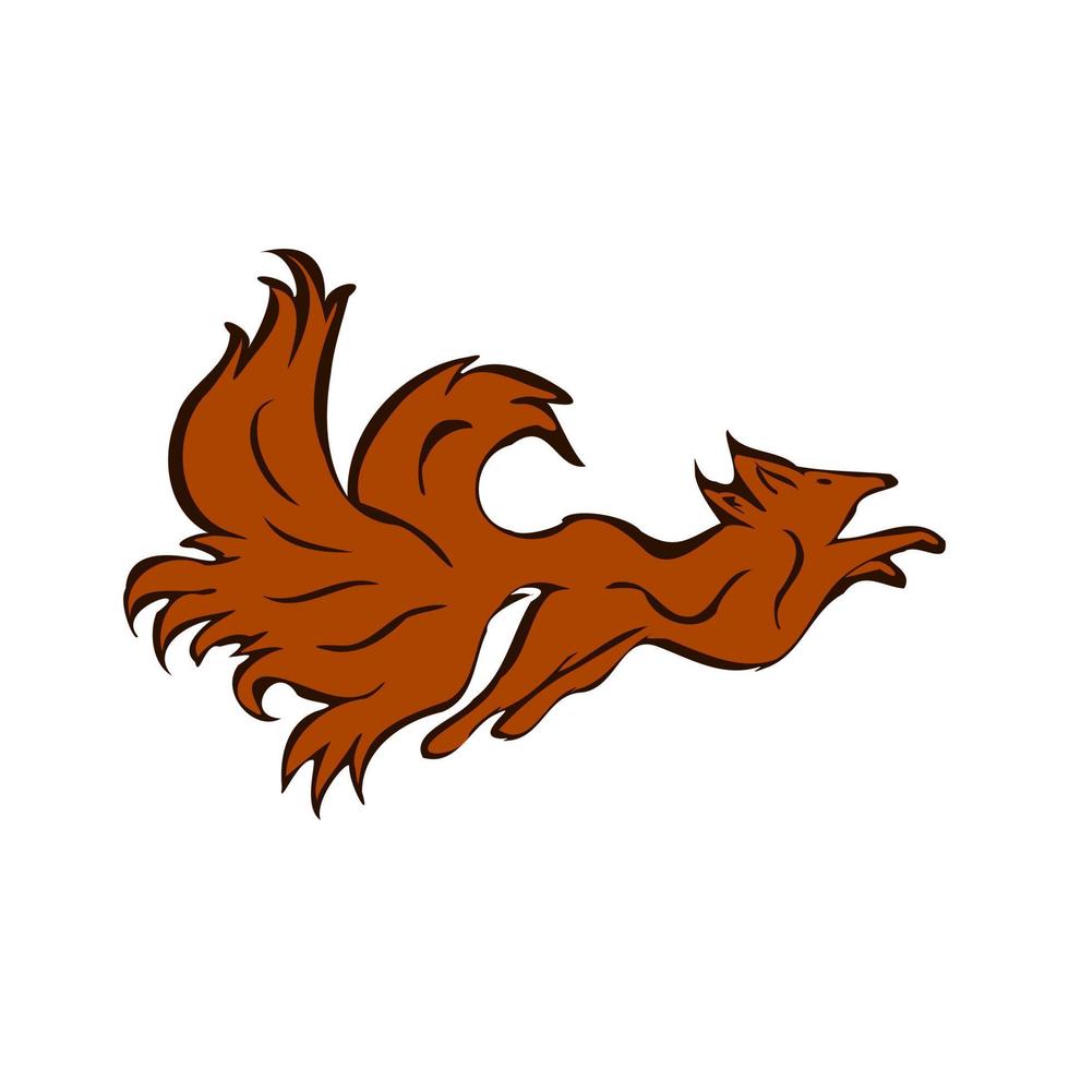 Cute brown little fox jumping vector