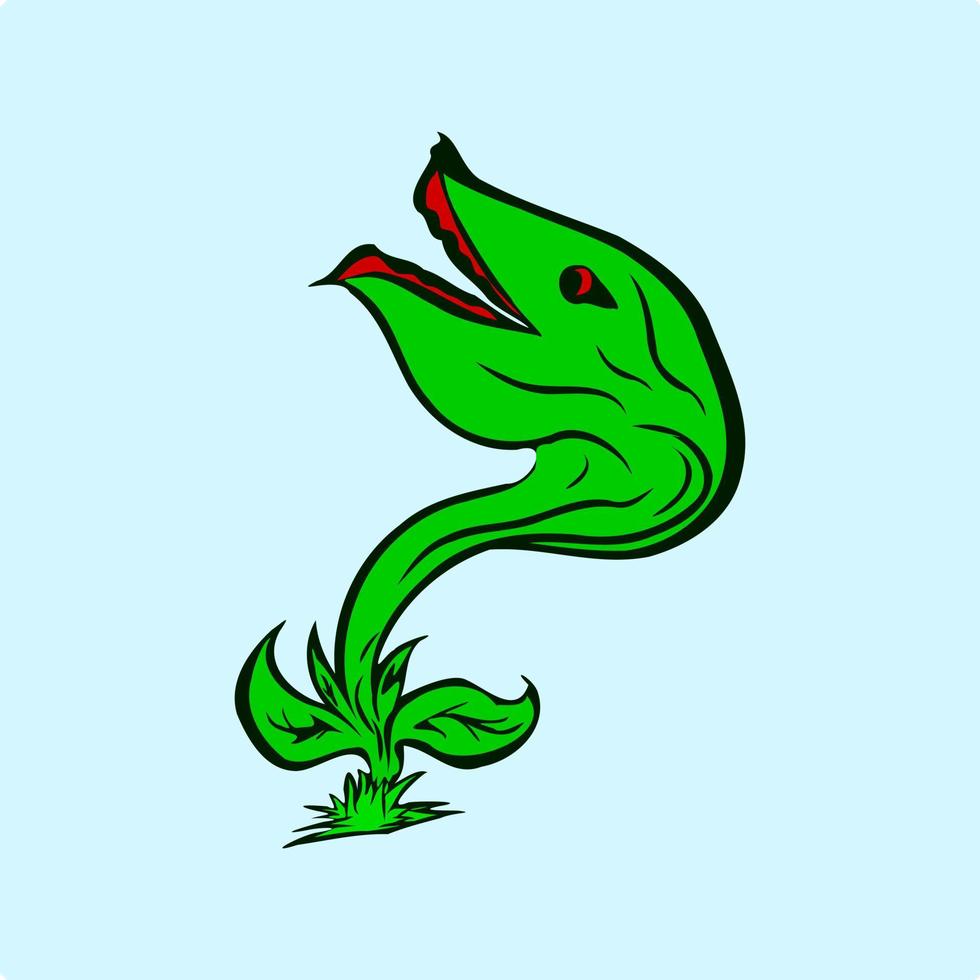 Scary monster plant live in the grass vector