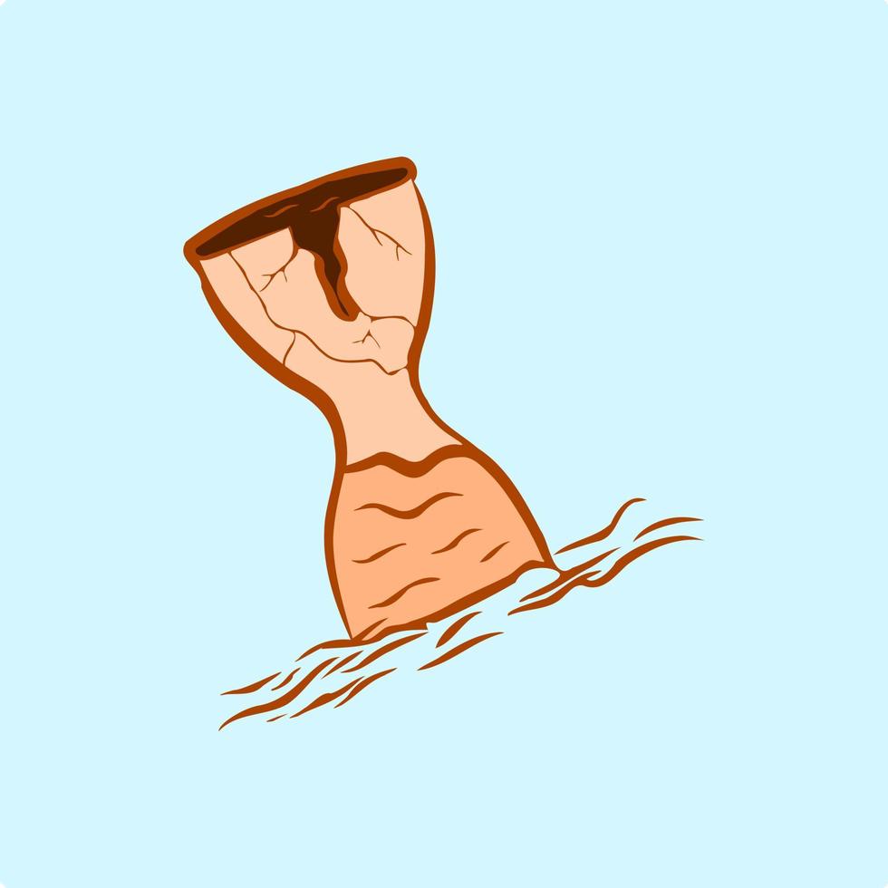 Cartoon sand timer vector on the blue background