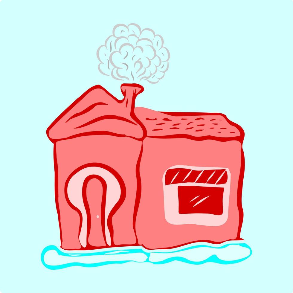 Cute tiny cartoon pink house vector