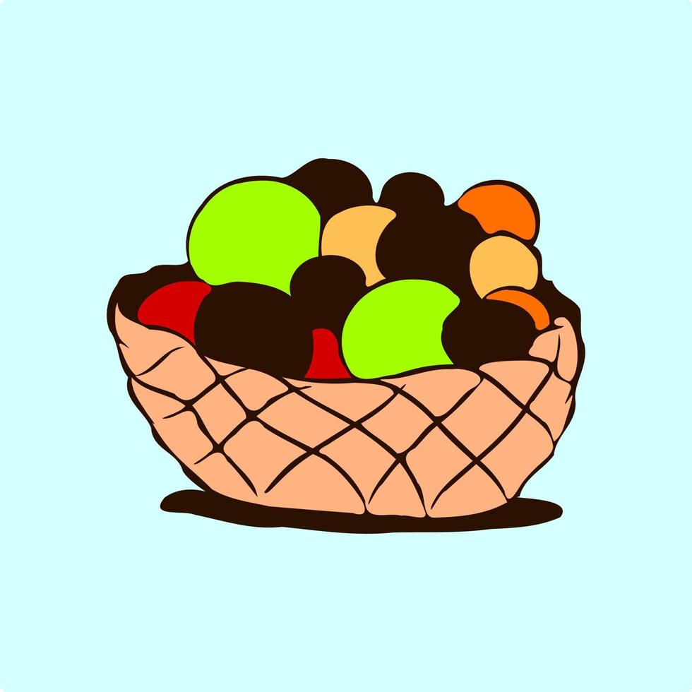 A basket full of fruits vector
