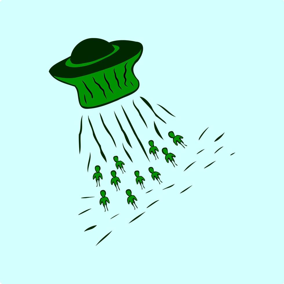 A bunch of alien landed from above vector