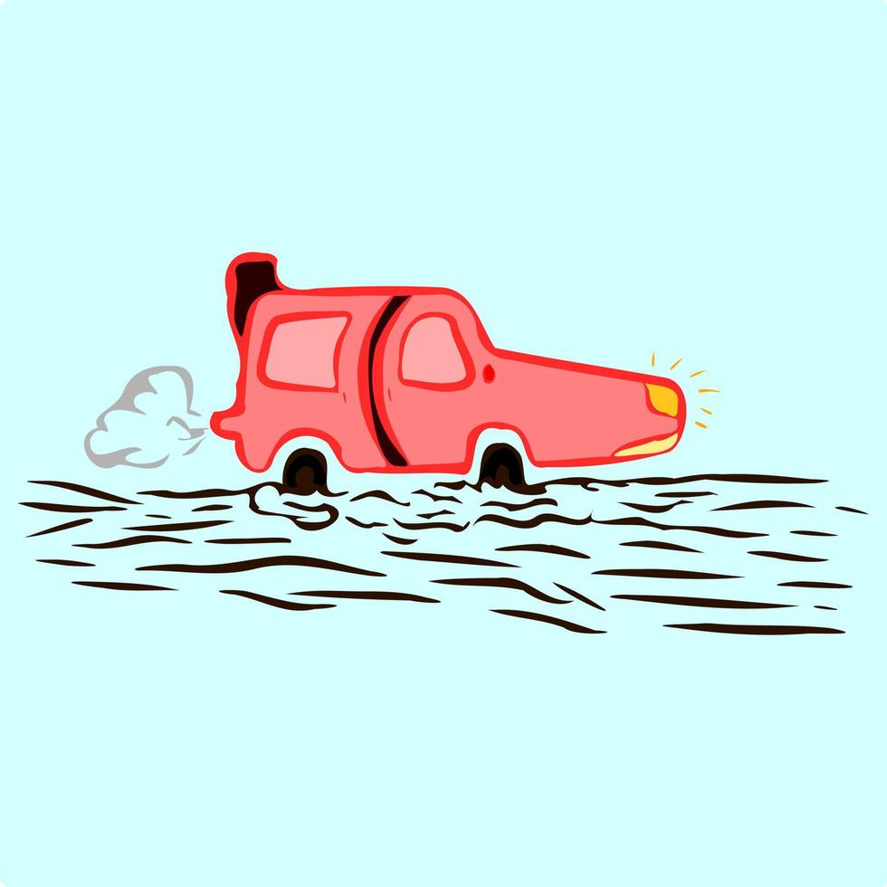 Funny cartoon car stuck at the street vector