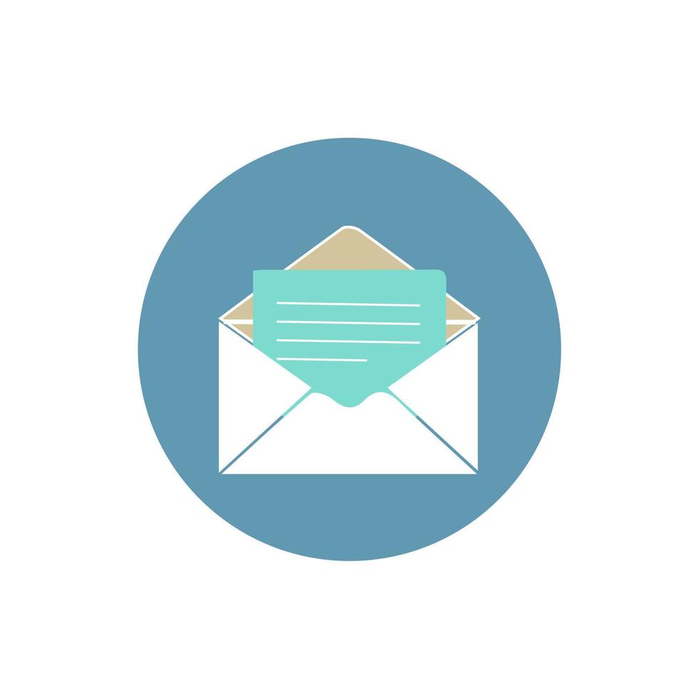 Letter envelope with paper document vector illustration. Closed, open with a message e-mail envelopes. Set mailbox vector icons in flat style. Email Envelope Icon