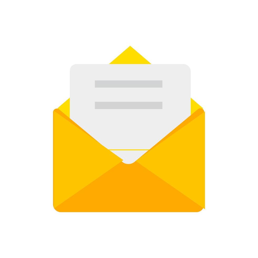 Letter envelope with paper document vector illustration. Closed, open with a message e-mail envelopes. Set mailbox vector icons in flat style. Email Envelope Icon
