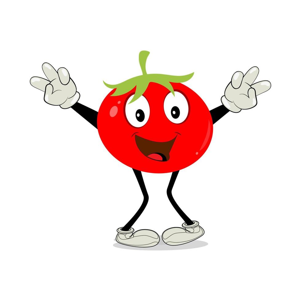 tomate personaje, dibujos animados tomate con muchos expresión, mano y pierna. dibujos animados gracioso personaje con muchos expresiones vector