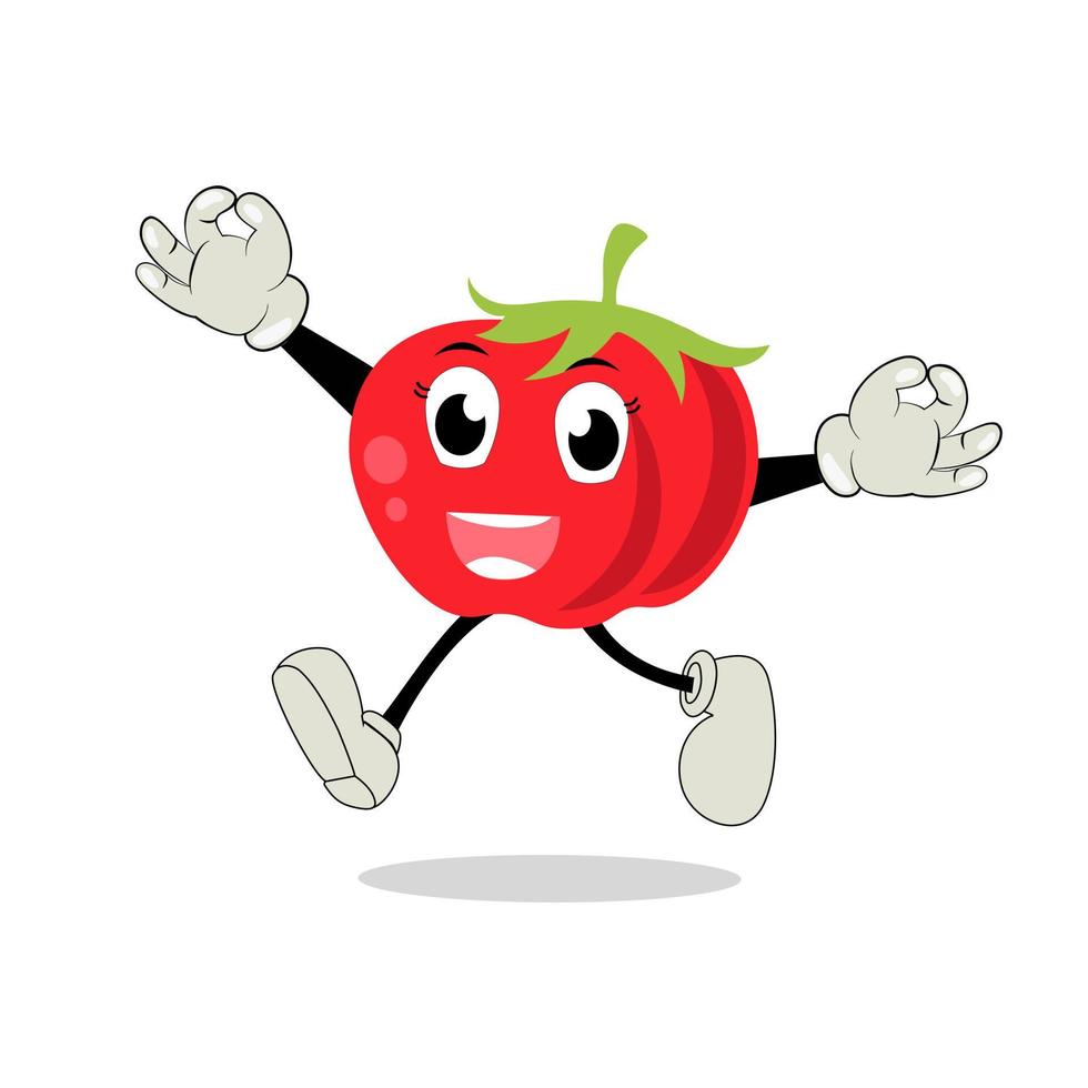 Tomato character, cartoon tomato with many expression, hand and leg. Cartoon funny character with many expressions vector