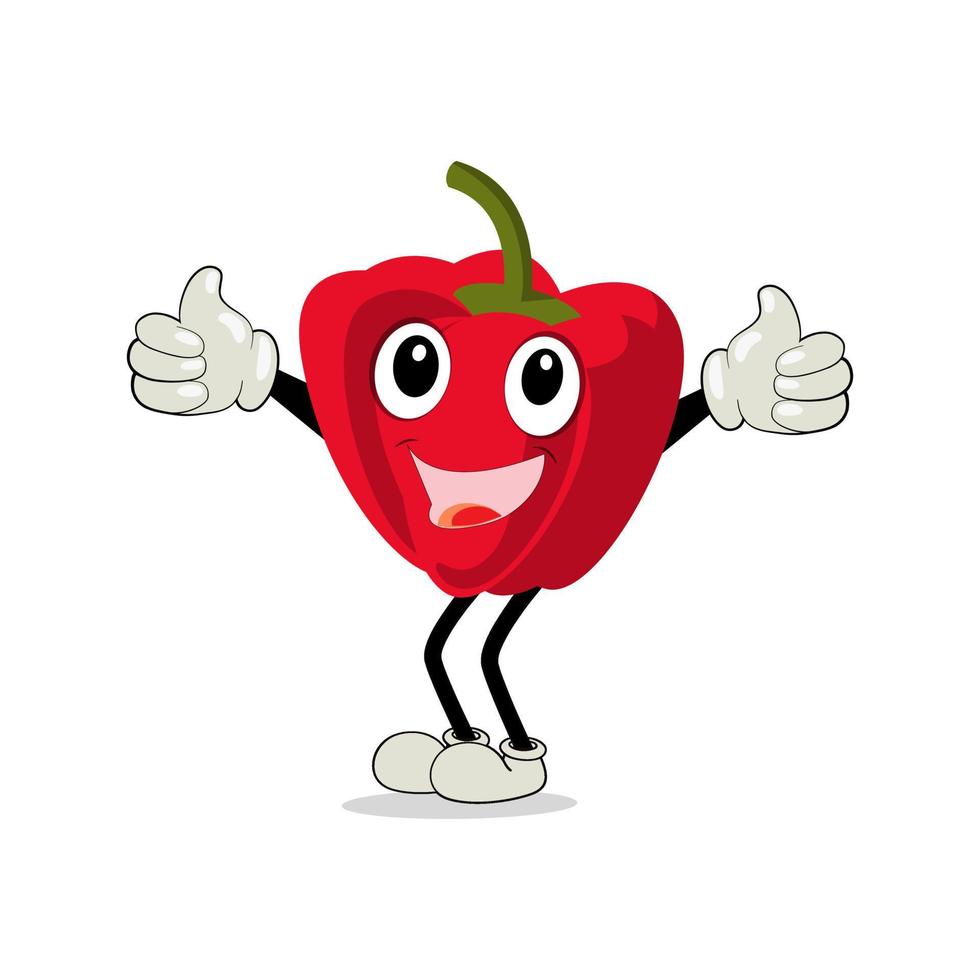 Paprika character vector. Illustration of  paprika character with cute expression, funny, set of paprika isolated on white background, vegetable for mascot collection, emoticon kawaii, chili pepper. vector