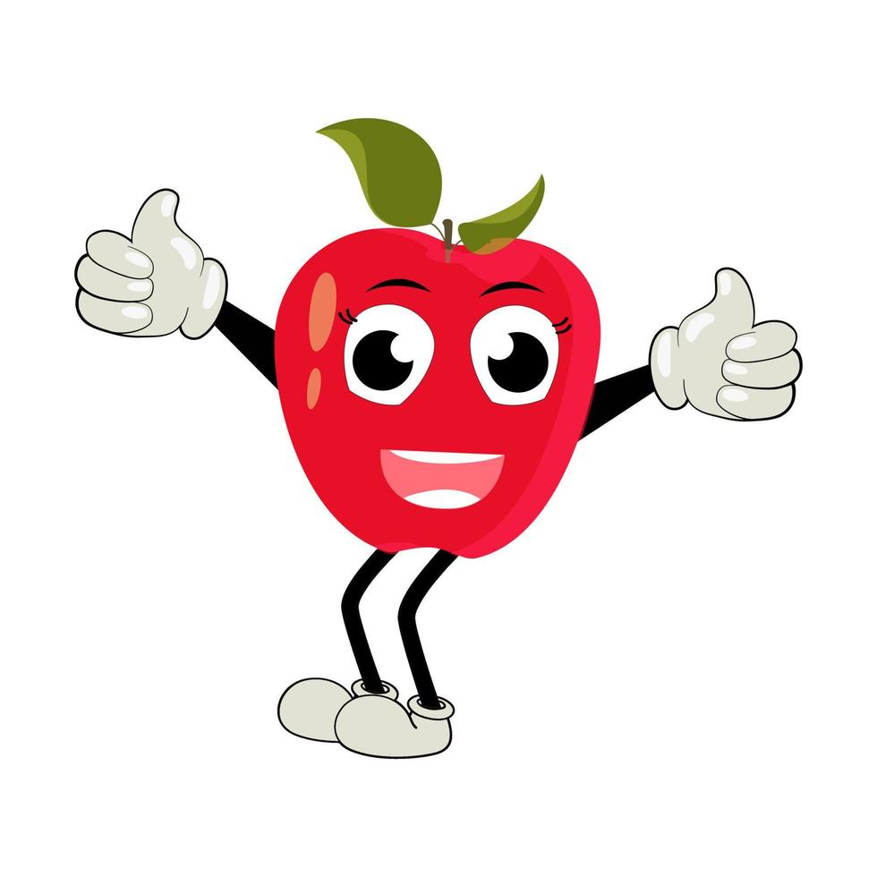 Apple Cartoon character Illustration of a Happy Apple Character. Red, yellow, green apple funny character, concept of health care for kids vector