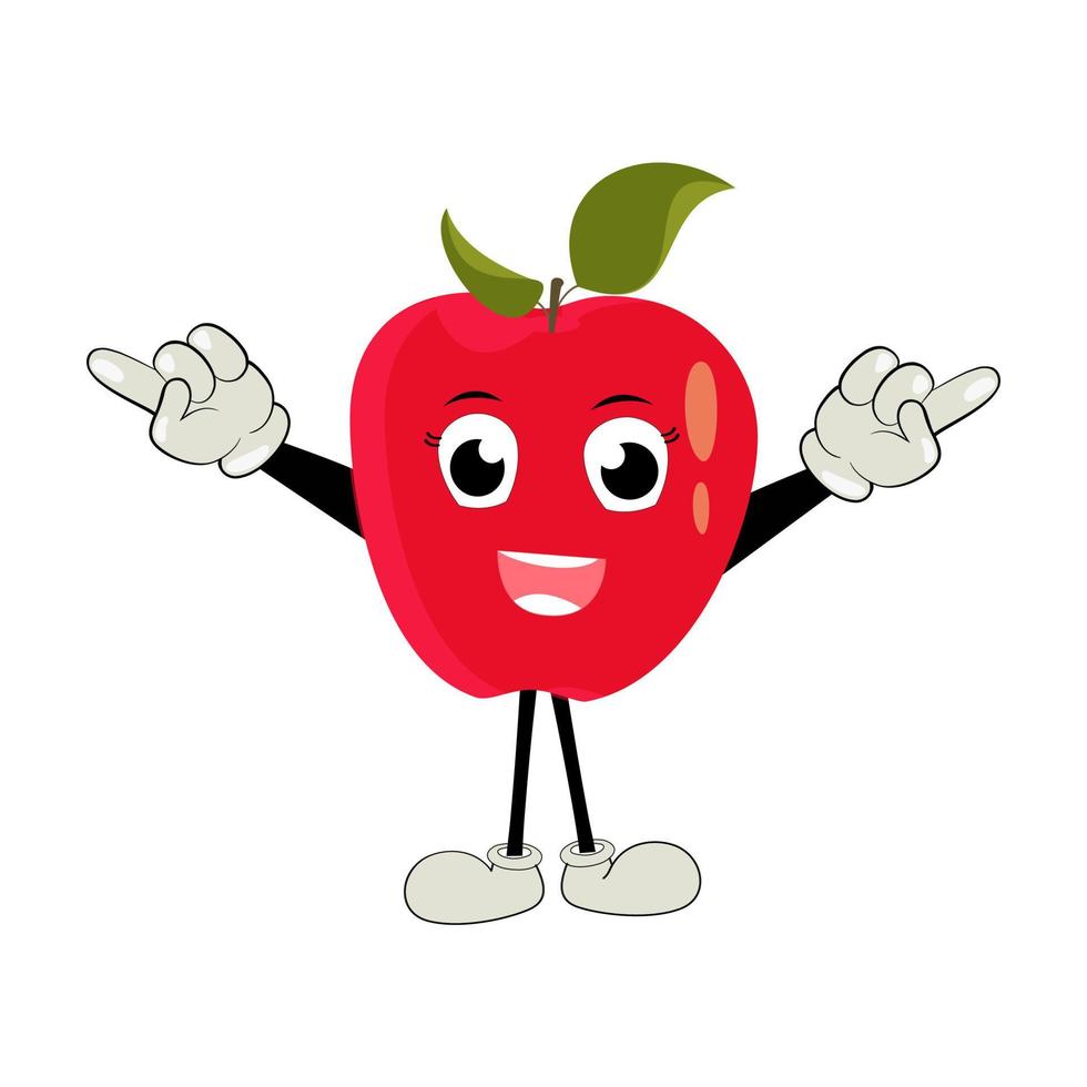 Apple Cartoon character Illustration of a Happy Apple Character. Red, yellow, green apple funny character, concept of health care for kids vector