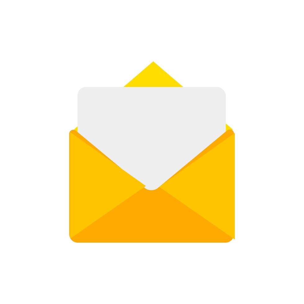 Letter envelope with paper document vector illustration. Closed, open with a message e-mail envelopes. Set mailbox vector icons in flat style. Email Envelope Icon