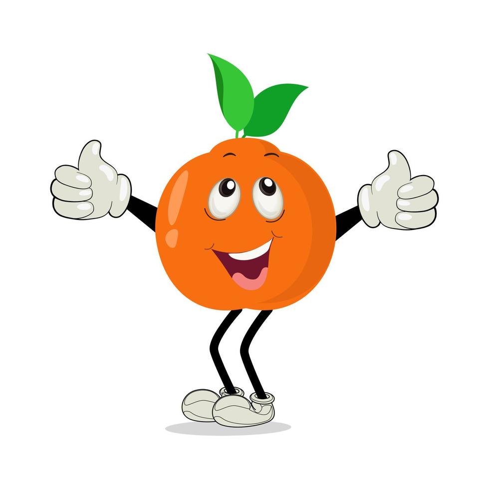 Orange. Cute fruit vector character set isolated on white. Happy orange character in cartoon style. Cheerful Cartoon Orange character