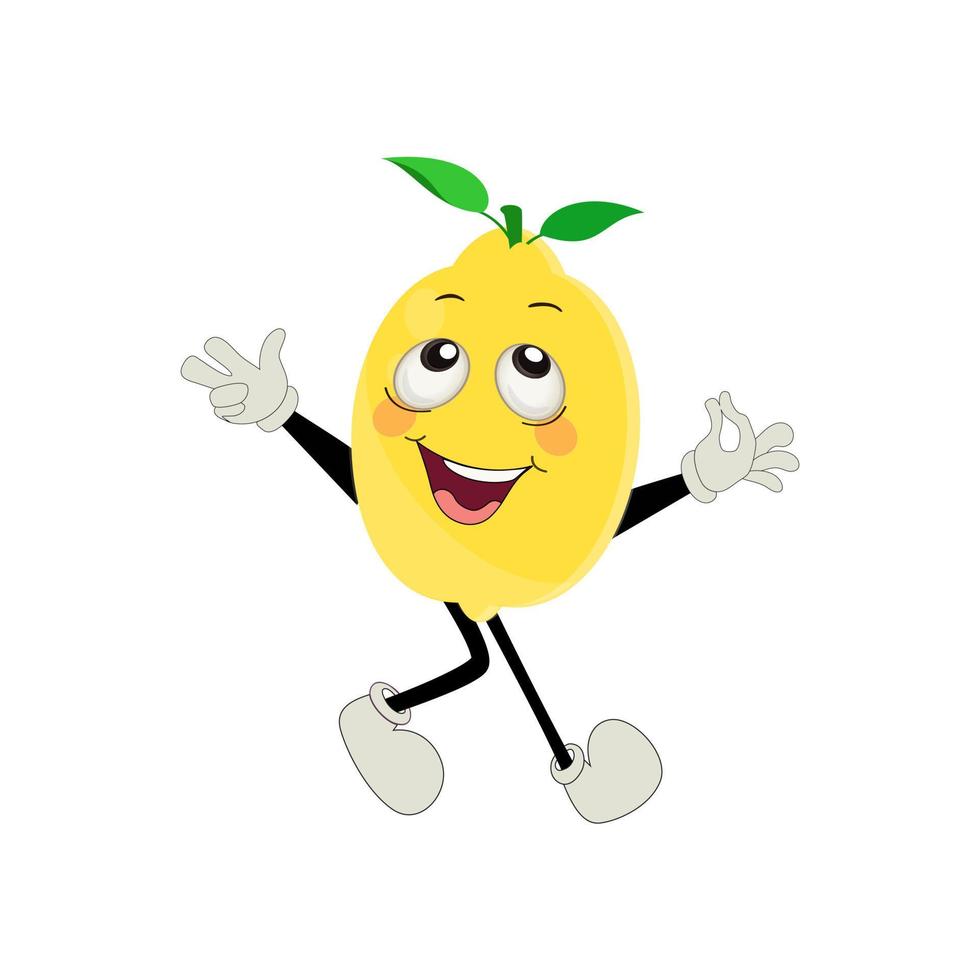 limón personaje diseño. vector ilustración plano limón linda personaje expresión emoción colección colocar, mínimo estilo, crudo materiales Fresco fruta, mascota producto