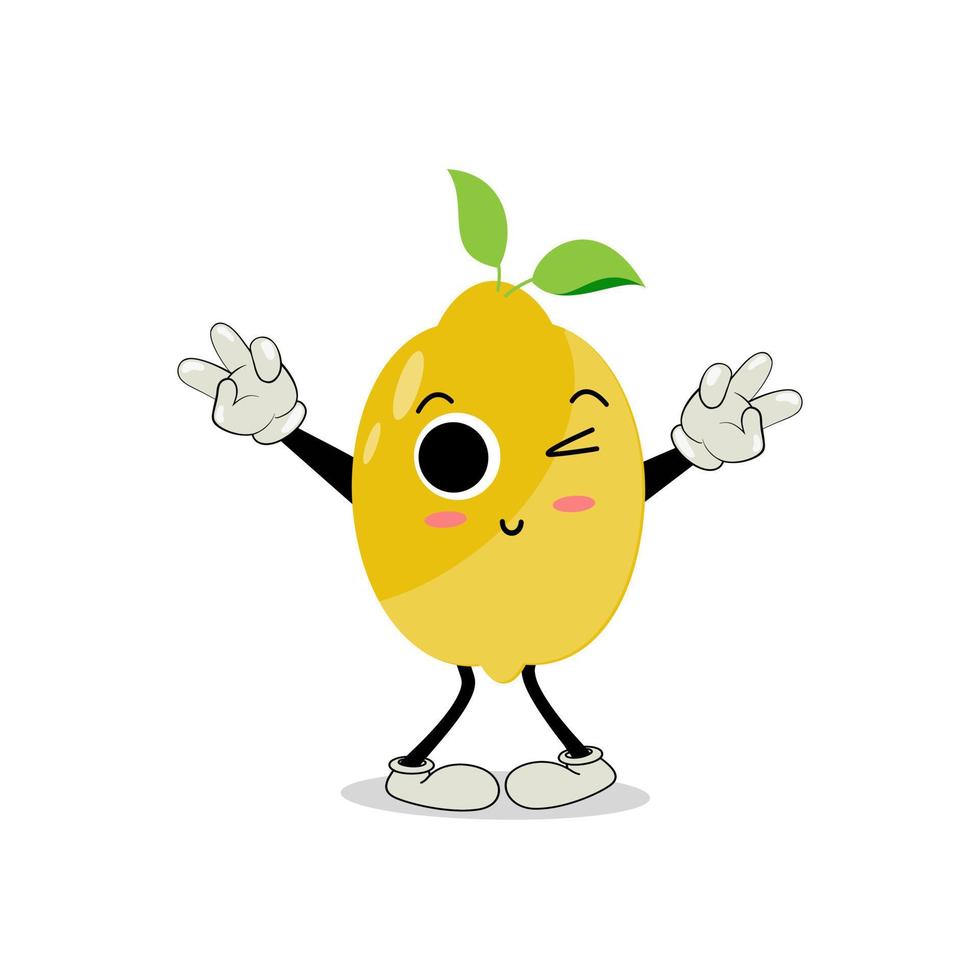 Lemon character design. Vector Illustration Flat Lemon Cute Character expression emotion collection set, minimal style, Raw materials fresh fruit, Mascot product