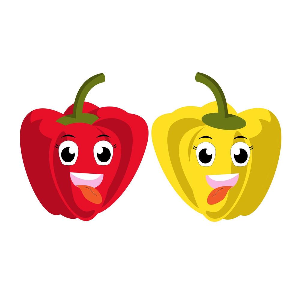 Paprika character vector. Illustration of  paprika character with cute expression, funny, set of paprika isolated on white background, vegetable for mascot collection, emoticon kawaii, chili pepper. vector