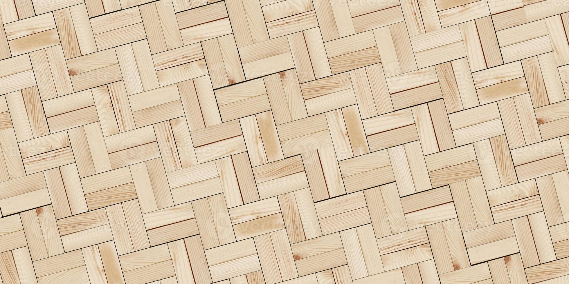 Herringbone parquet. Wood template Seamless pattern of parquet laminate Top view. Wood grain texture and background 3D Render photo