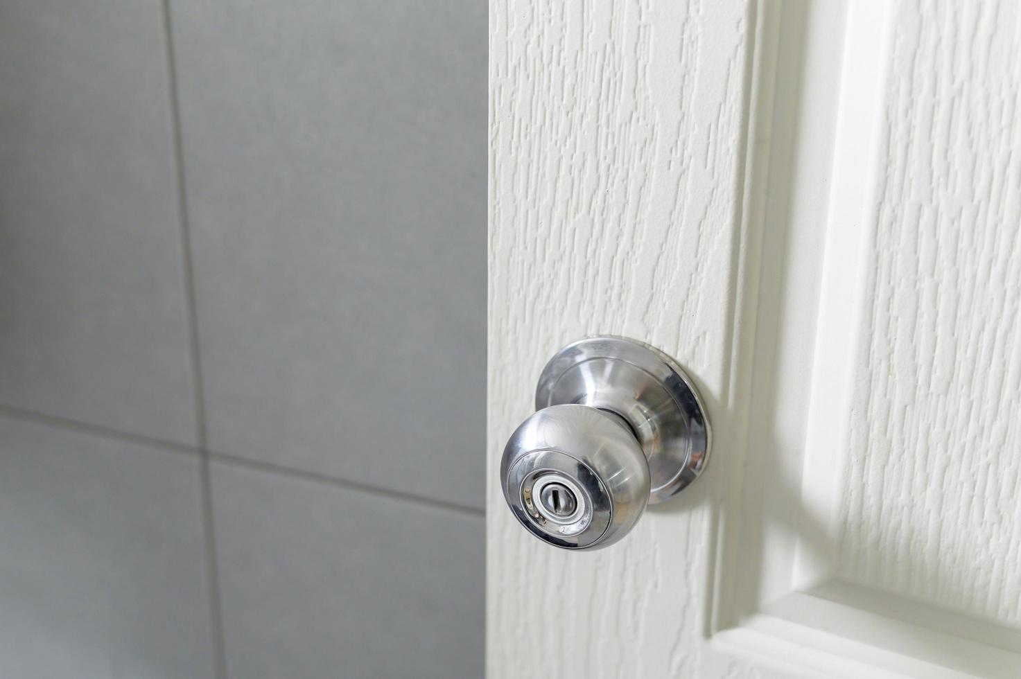 Roundly door knob lock handle home security close. The doorknob is being found that caused the COVID 19 infection. photo