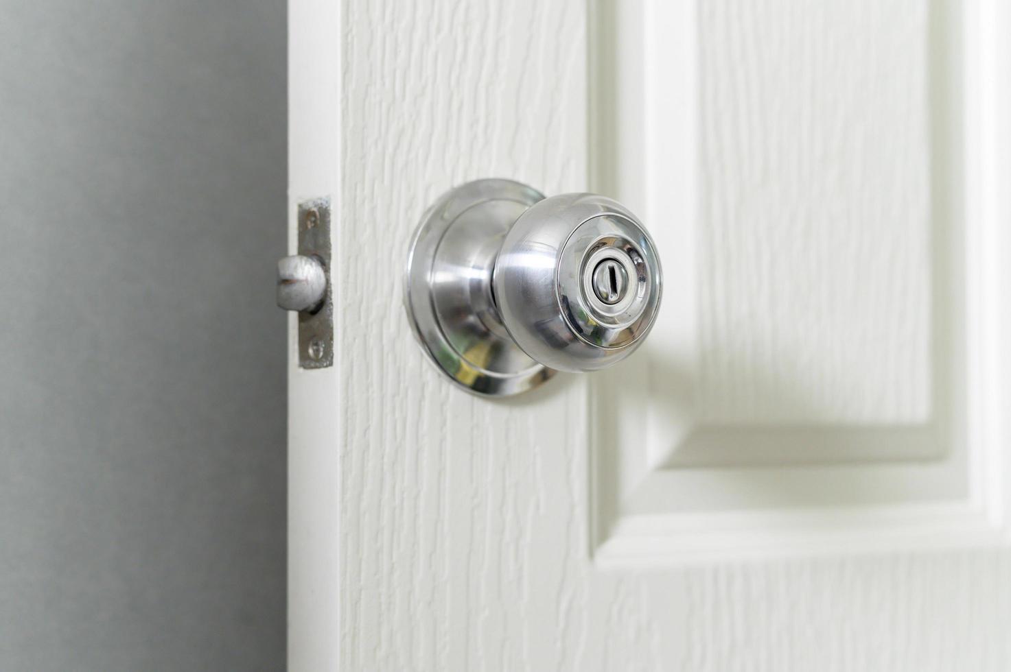 Roundly door knob lock handle home security close. The doorknob is being found that caused the COVID 19 infection. photo
