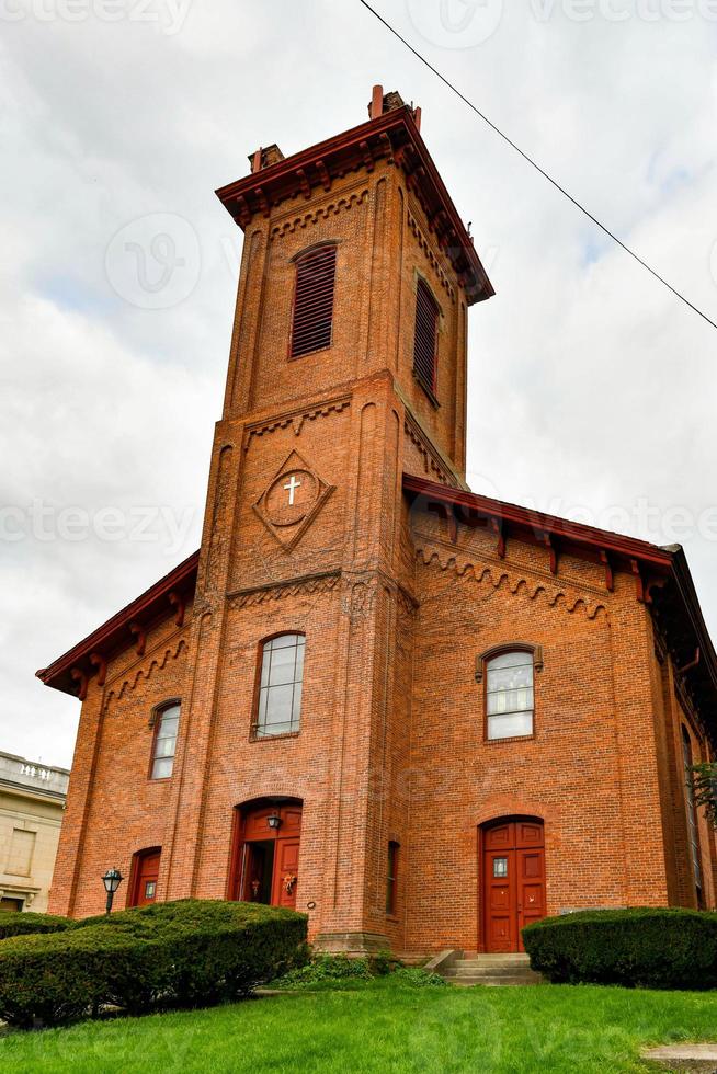 Historic brick building of the First Reformed Church in Catskill, New York photo