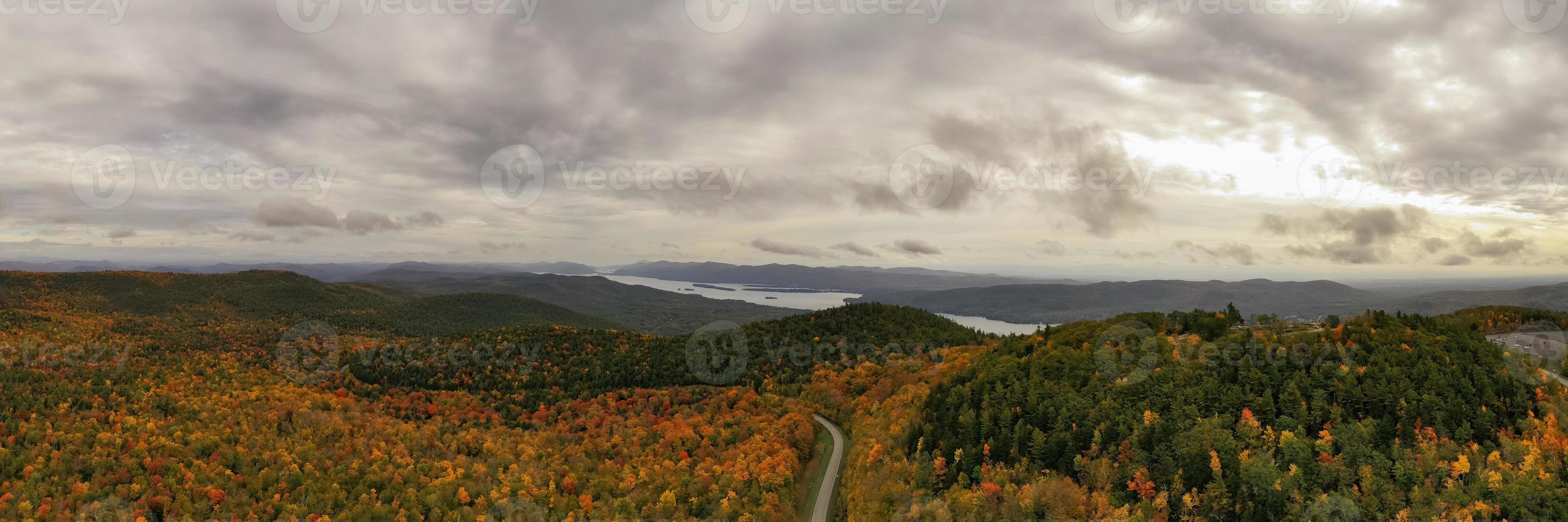 Peak foilage on the summit of Prospect Mountain in Lake George, New York. photo